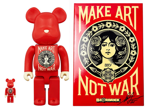 BEARBRICK Shepard Fairey Make Art Not War (SIGNED) 400% + 100% Box Set Vinyl Figure Shepard Fairey