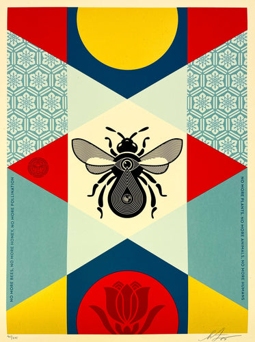 Bee Geometric (Blue) Print Shepard Fairey