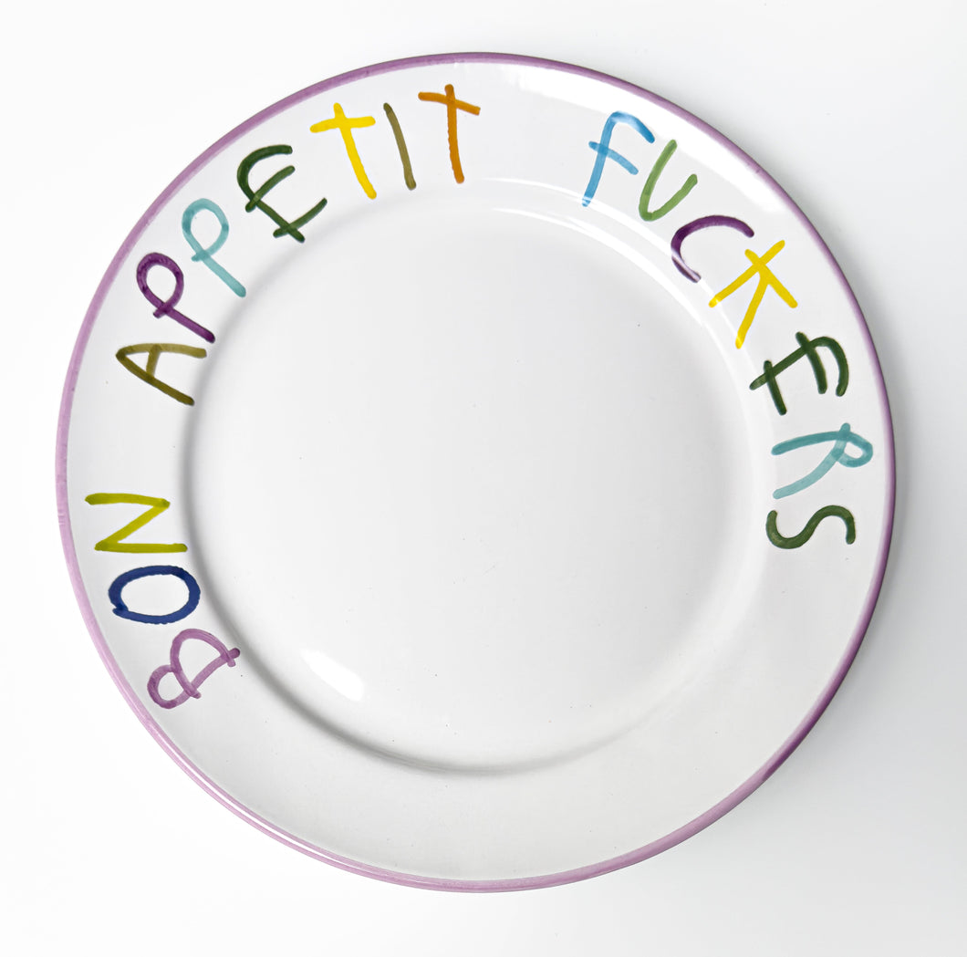 'Bon Apetit' Hand Painted Ceramic Plate Ceramic CB Hoyo