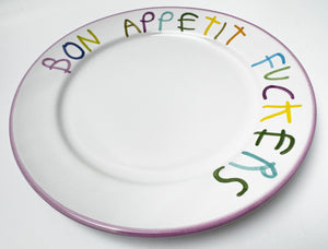 'Bon Apetit' Hand Painted Ceramic Plate Ceramic CB Hoyo