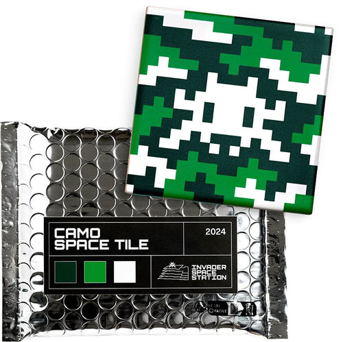 Camo Space Tile (Green & White) Sculpture Invader