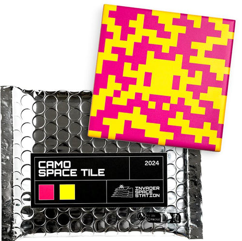 Camo Space Tile (Pink & Yellow) Sculpture Invader