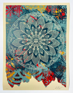 Collage Peace Mandala (Blue) Print Shepard Fairey