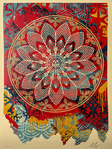 Collage Peace Mandala (Red) Print Shepard Fairey