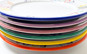 Complete Set of 6 Hand Painted Ceramic Plates Ceramic CB Hoyo