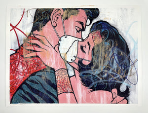 Superman and Wonder Woman - The Toxic Kiss Print - Hand Embellished Dillon Boy